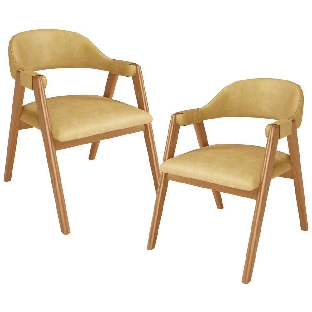 Kit 02 Cadeiras De Jantar E Estar Living Estofada Nadja L02 Couríssimo Fendi - Lyam Decor - 1