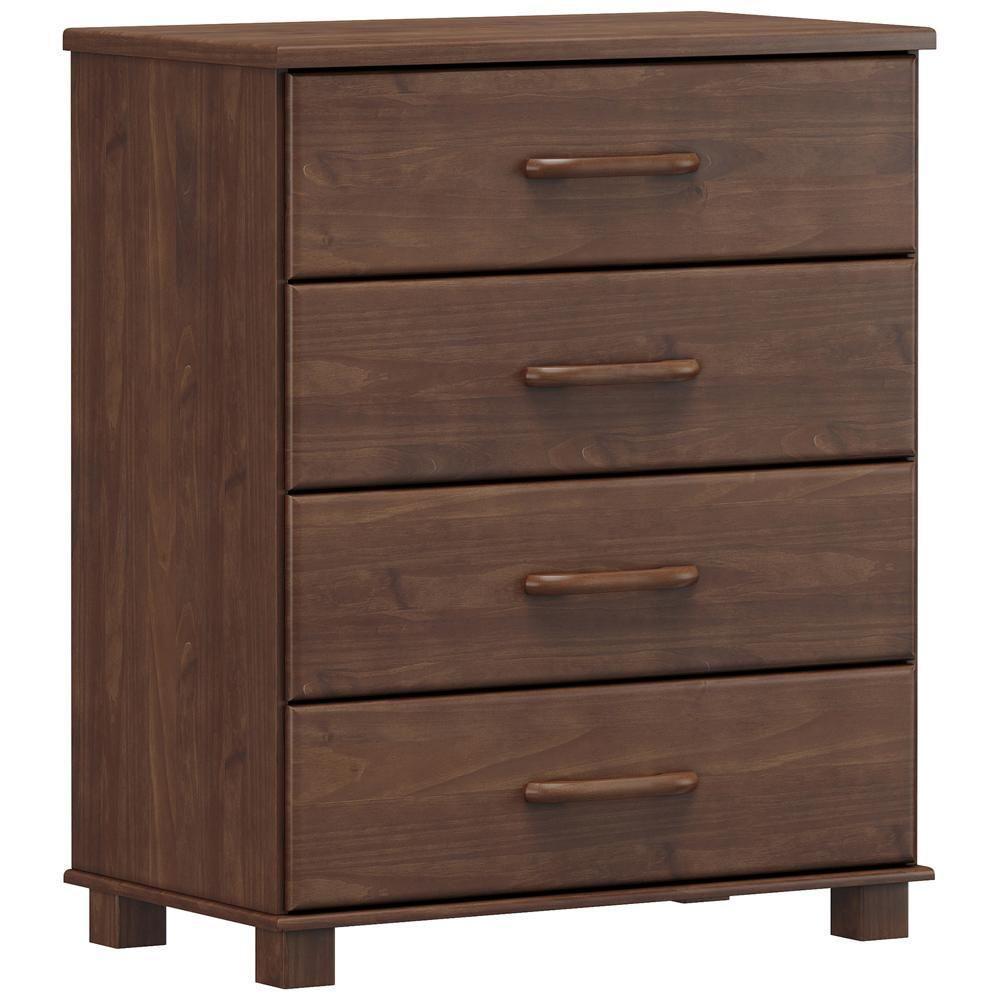 Cômoda Para Quarto Closet 4 Gavetas Madeira Maciça Zahav F06 Café - Lyam Decor - 1