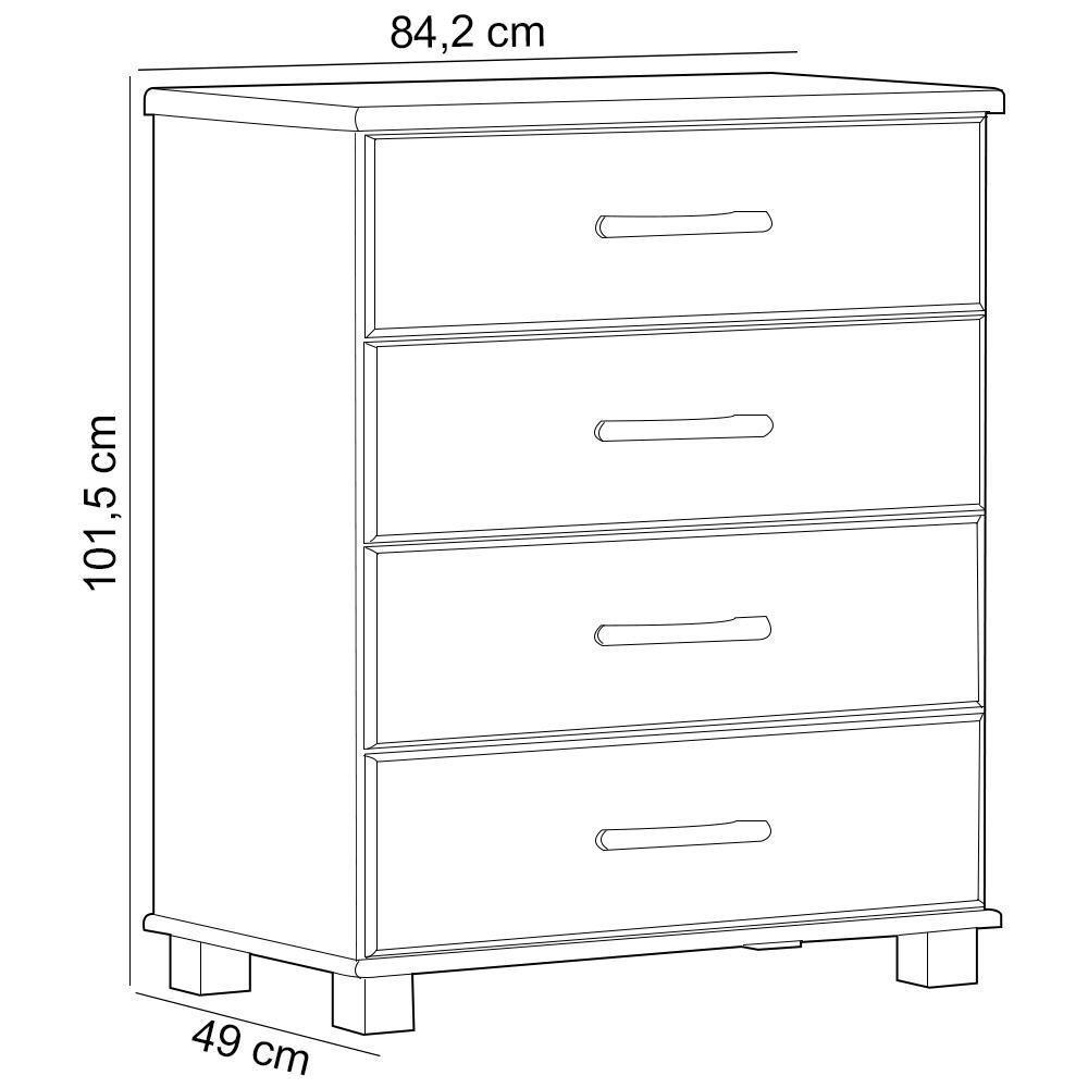 Cômoda Para Quarto Closet 4 Gavetas Madeira Maciça Zahav F06 Café - Lyam Decor - 4