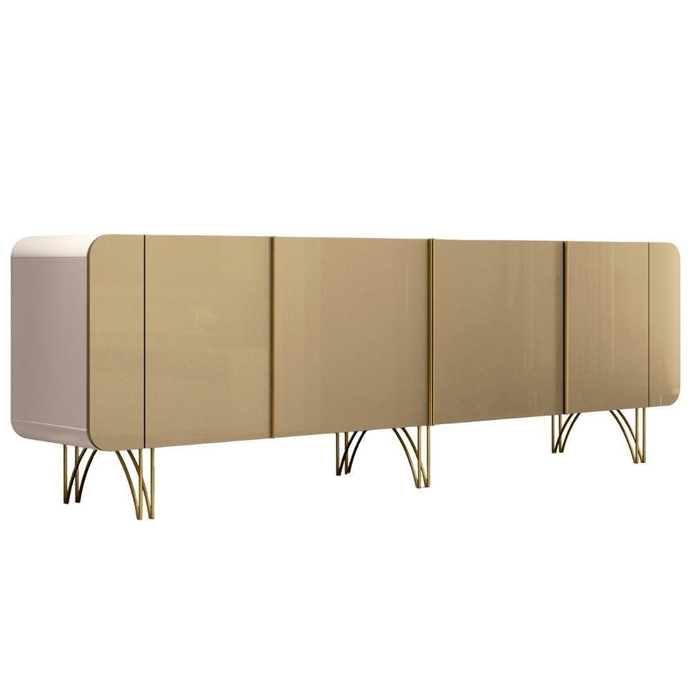 Aparador Buffet Bar Para Sala 04 Portas 220 Cm Santiago B01 Off White Champagne - 1