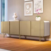 Aparador Buffet Bar Para Sala 04 Portas 220 Cm Santiago B01 Off White Champagne - 2