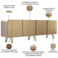 Aparador Buffet Bar Para Sala 04 Portas 220 Cm Santiago B01 Off White Champagne - 3