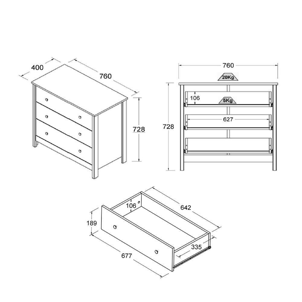Cômoda Ditália 3 Gavetas Dm-219 Diamond - 4