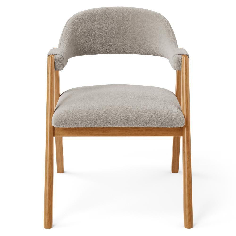 Cadeira De Jantar E Estar Living Estofada Nadja L02 Bouclê Creme - Lyam Decor - 3