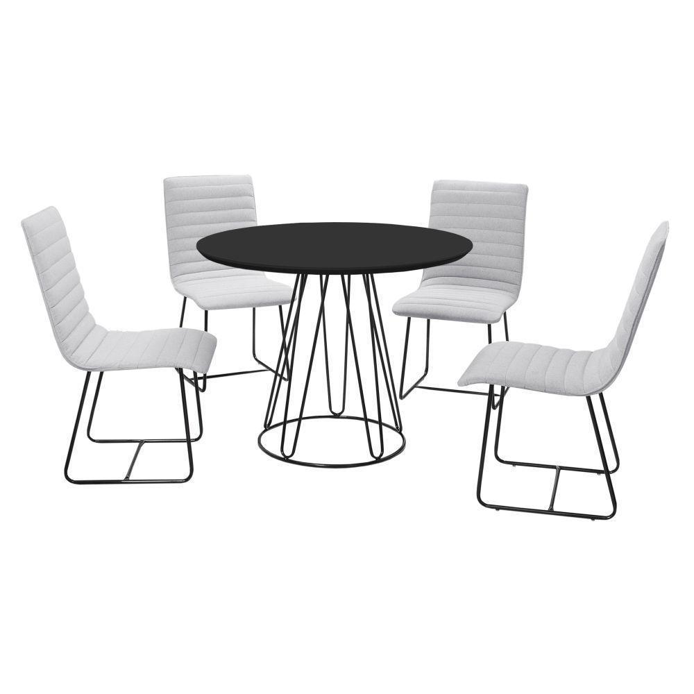 Sala De Jantar 1,00M Base Preta Com 04 Cadeiras Laca Preto - 1