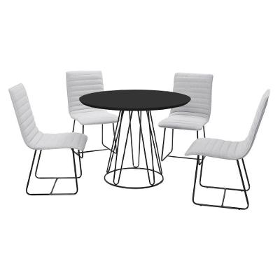 Sala De Jantar 1,00M Base Preta Com 04 Cadeiras Laca Preto