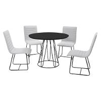 Sala De Jantar 1,00M Base Preta Com 04 Cadeiras Laca Preto - 1