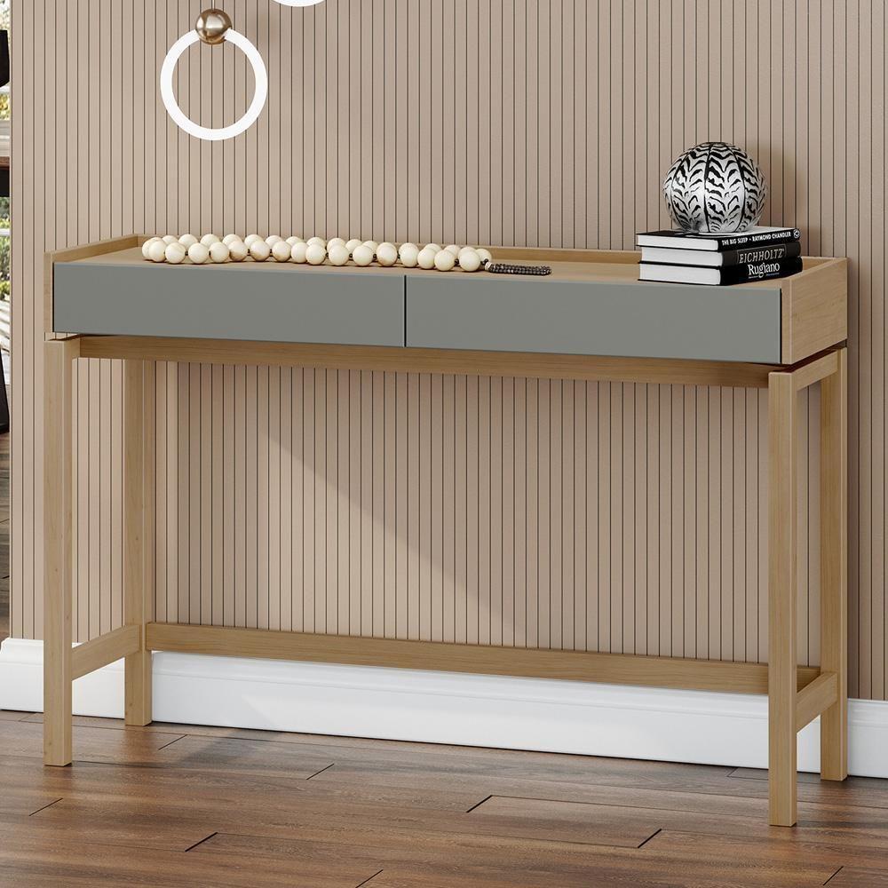 Aparador Para Sala De Estar 2 Gavetas Esdras F06 Oak Ferrolack - Lyam Decor - 2