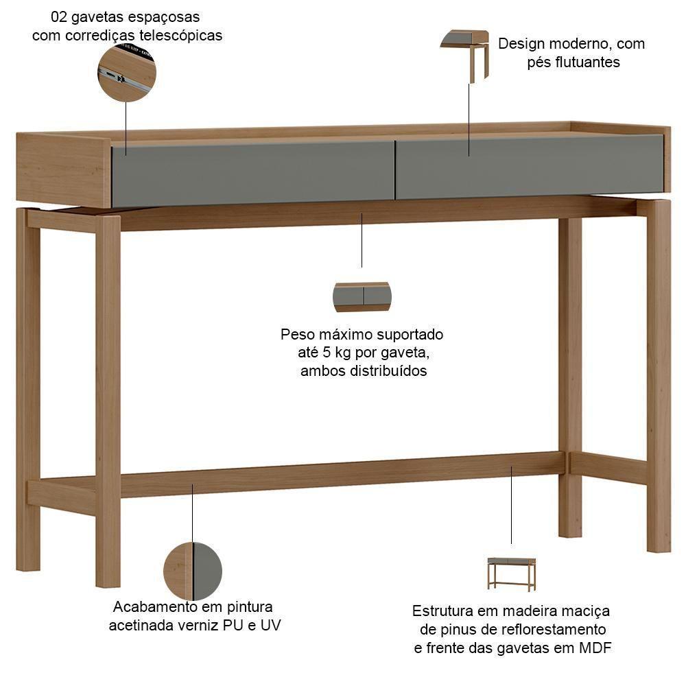 Aparador Para Sala De Estar 2 Gavetas Esdras F06 Oak Ferrolack - Lyam Decor - 3