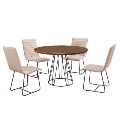 Sala De Jantar 1,00M Base Preta Com 04 Cadeiras Cinamomo