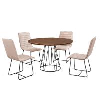 Sala De Jantar 1,00M Base Preta Com 04 Cadeiras Cinamomo - 1