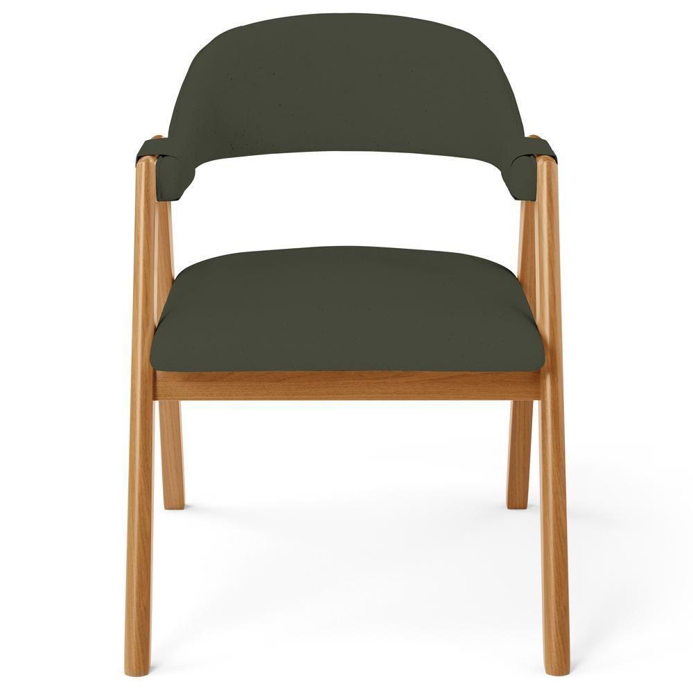 Cadeira De Jantar E Estar Living Estofada Nadja L02 Linho Verde Musgo - Lyam Decor - 3