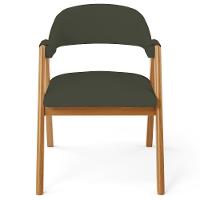 Cadeira De Jantar E Estar Living Estofada Nadja L02 Linho Verde Musgo - Lyam Decor - 3