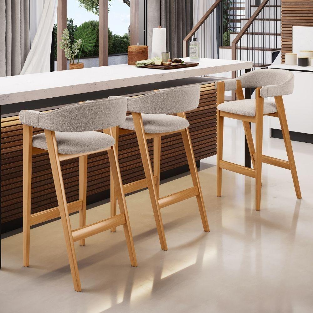 Banqueta Alta Bar Cozinha Sala De Jantar Bar Nadja L02 Bouclê Creme - Lyam Decor - 6