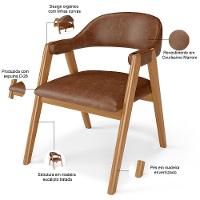 Kit 02 Cadeiras De Jantar E Estar Living Estofada Nadja L02 Couríssimo Marrom - Lyam Decor