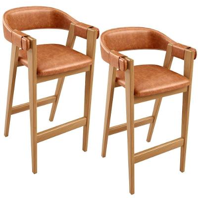 Kit 02 Banquetas Alta Bar Cozinha Sala De Jantar Bar Nadja L02 Couríssimo Camel - Lyam Decor