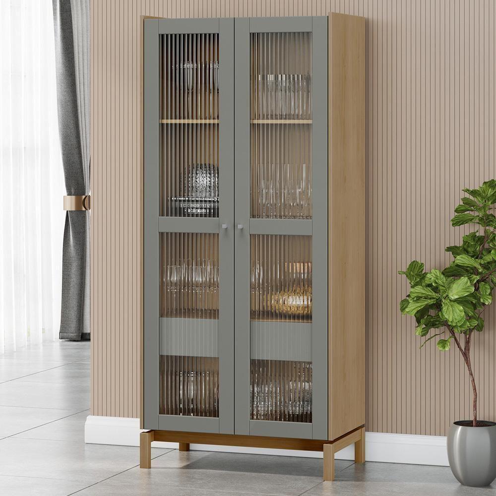 Cristaleira Para Sala De Jantar Bar 2 Portas 1 Gaveta Esdras F06 Oak Ferrolack - Lyam Decor - 2