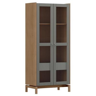 Cristaleira Para Sala De Jantar Bar 2 Portas 1 Gaveta Esdras F06 Oak Ferrolack - Lyam Decor
