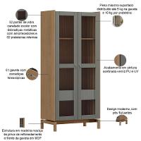 Cristaleira Para Sala De Jantar Bar 2 Portas 1 Gaveta Esdras F06 Oak Ferrolack - Lyam Decor