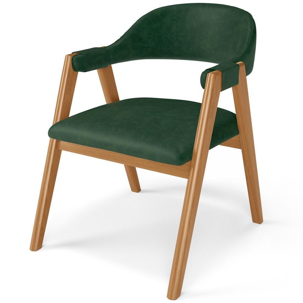 Cadeira De Jantar E Estar Living Estofada Nadja L02 Couríssimo Verde Musgo - Lyam Decor - 1