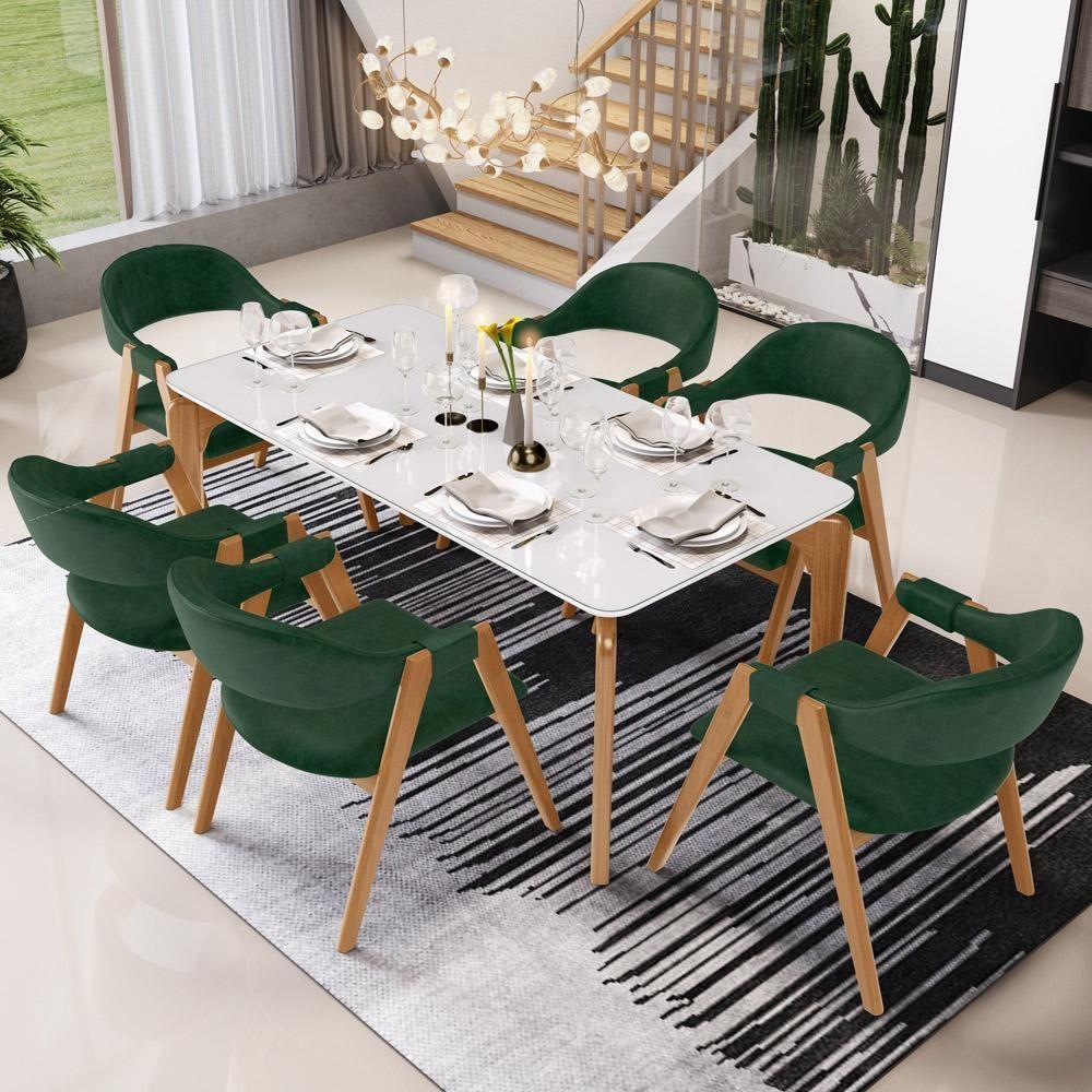 Cadeira De Jantar E Estar Living Estofada Nadja L02 Couríssimo Verde Musgo - Lyam Decor - 2