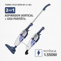 Aspirador De Pó Vertical Mondial Turbo Cycle HEPA AP-41-BLI 1550W Azul Escuro Com Inox 220V - 2