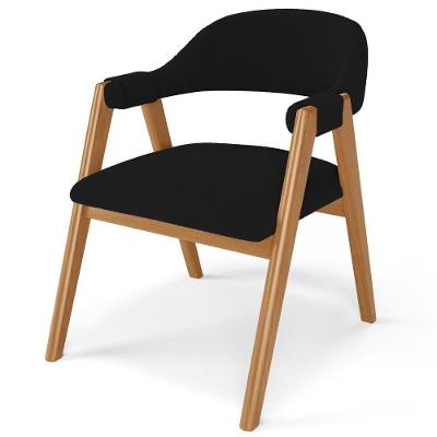 Cadeira De Jantar E Estar Living Estofada Nadja L02 Bouclê Preto - Lyam Decor