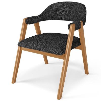 Cadeira De Jantar E Estar Living Estofada Nadja L02 Linho Chumbo - Lyam Decor