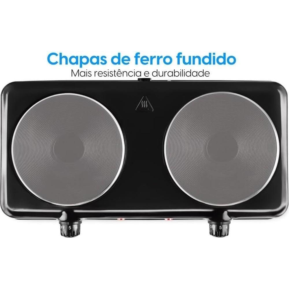 Fogão Elétrico De Mesa 2 Pratos 2000W FG02 Double Cook Preto Elgin 220V - 2