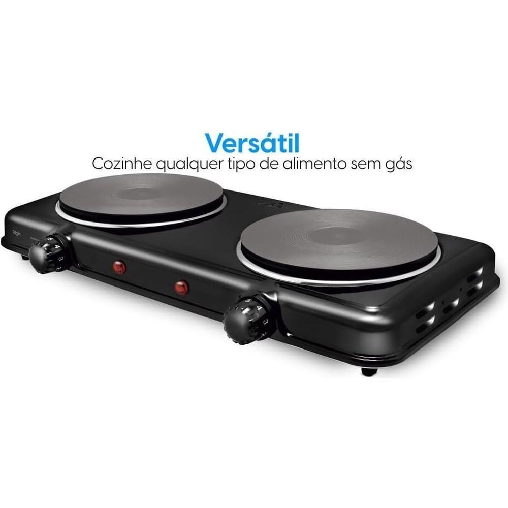 Fogão Elétrico De Mesa 2 Pratos 2000W FG02 Double Cook Preto Elgin 220V - 4