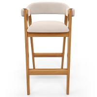 Banqueta Alta Bar Cozinha Sala De Jantar Bar Nadja L02 Suede Bege - Lyam Decor - 3