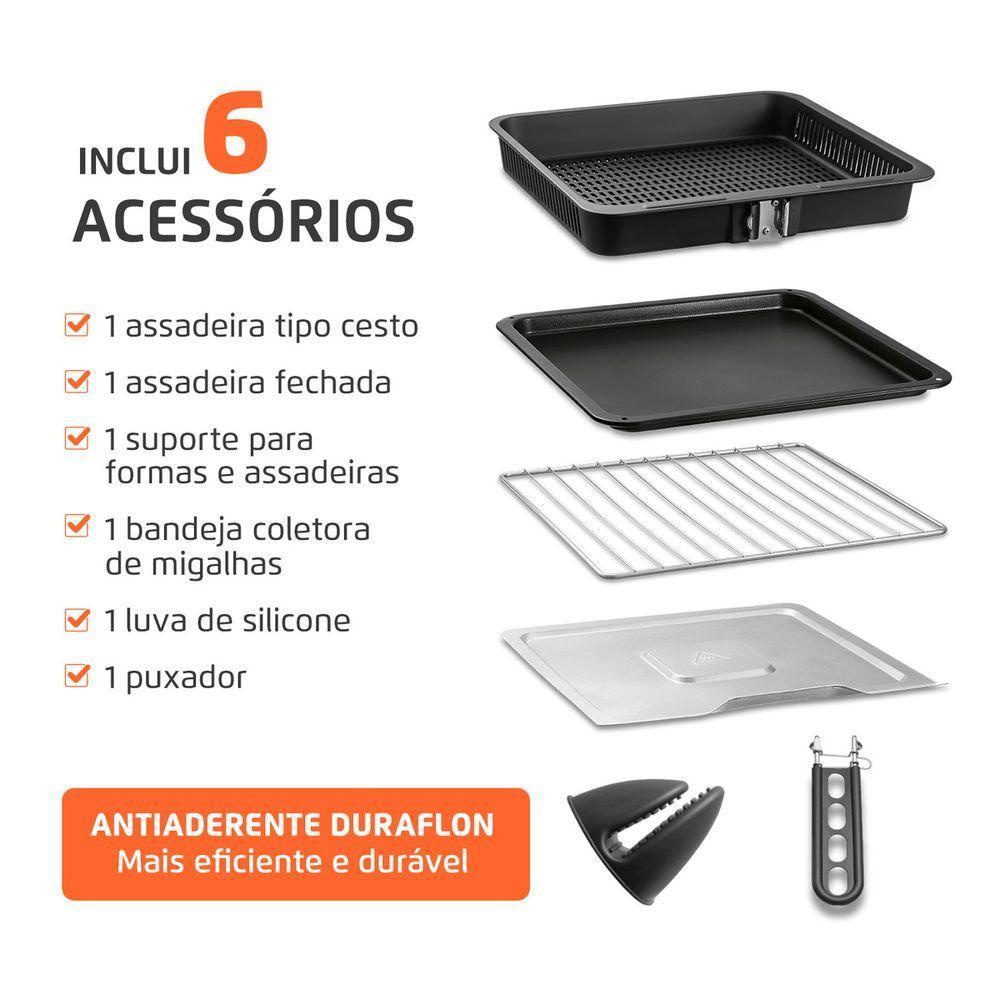 Fritadeira Air Fryer Forno Oven Mondial Digital AFO-25L-BI 25L 2000W Preto Com Inox 110V - 4