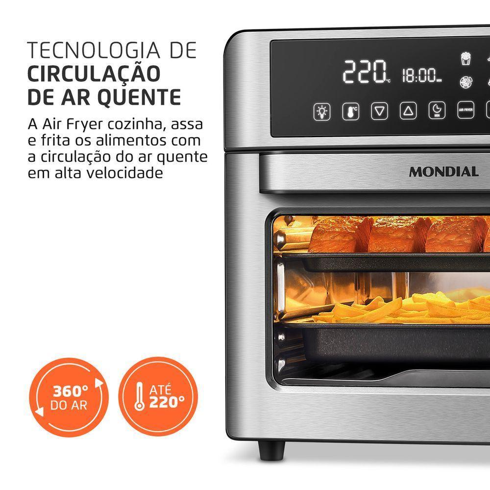 Fritadeira Air Fryer Forno Oven Mondial Digital AFO-25L-BI 25L 2000W Preto Com Inox 110V - 6