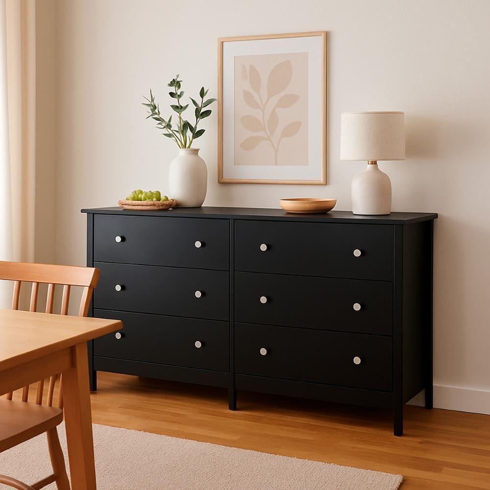 Cômoda Ditália 6 Gavetas DM-221 Preto - 1
