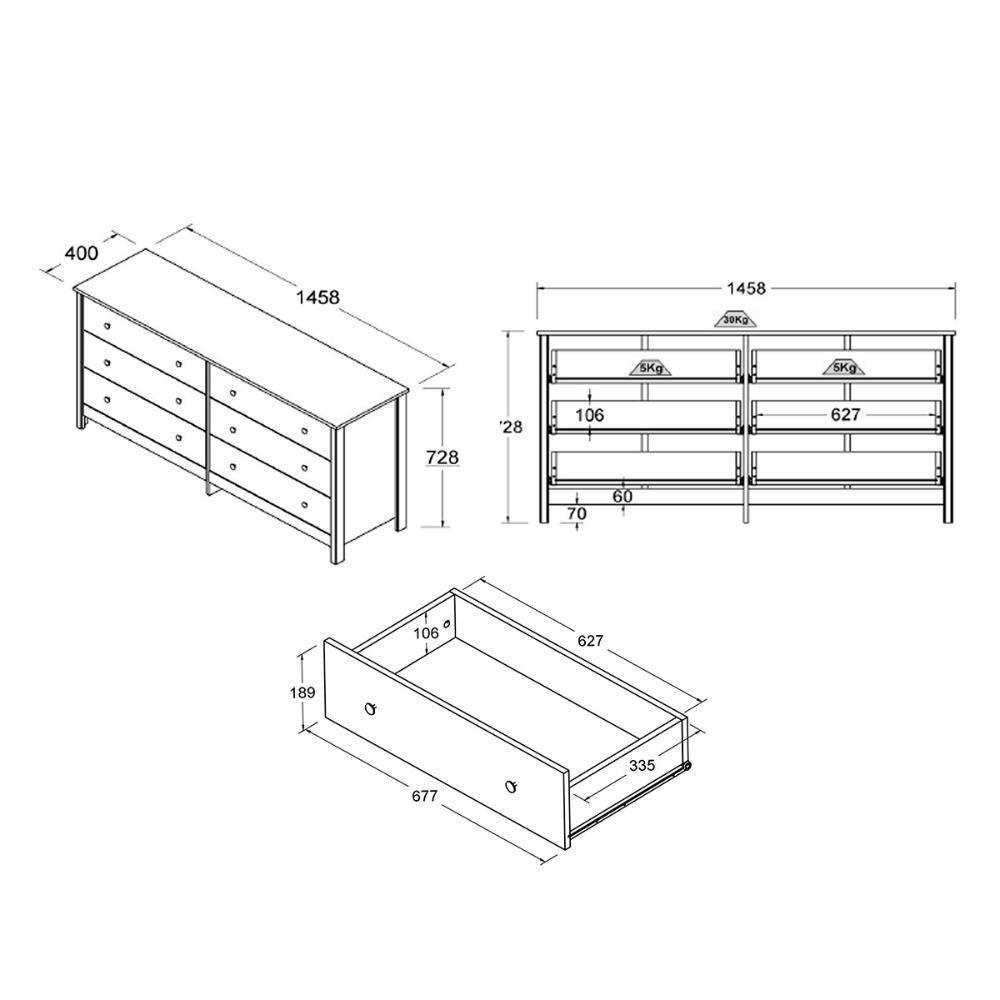 Cômoda Ditália 6 Gavetas DM-221 Preto - 3