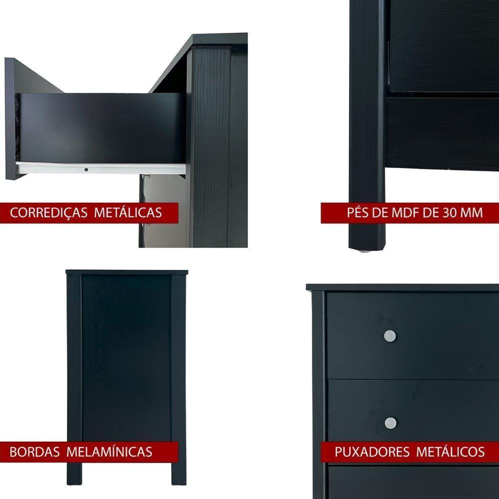 Cômoda Ditália 6 Gavetas DM-221 Preto - 6