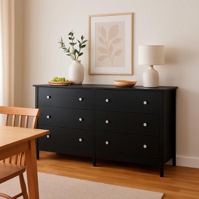 Cômoda DM-221 6 Gavetas em MDF com Puxador Metálico Preto Fosco para Organização