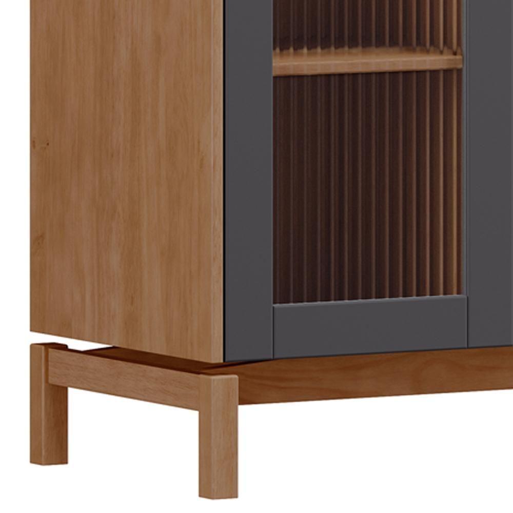 Cristaleira Para Sala De Jantar Bar 2 Portas Vidro Esdras F06 Tauari Concret - Lyam Decor - 6