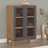 Cristaleira Para Sala De Jantar Bar 2 Portas Vidro Esdras F06 Tauari Concret - Lyam Decor - 2