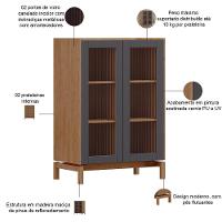 Cristaleira Para Sala De Jantar Bar 2 Portas Vidro Esdras F06 Tauari Concret - Lyam Decor