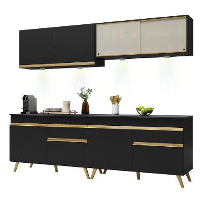 Cozinha Compacta 4 Peças Com Leds Mp2021 Veneza Up Multimóveis Preta