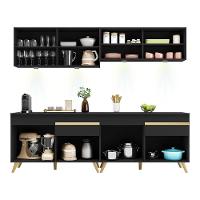 Cozinha Compacta 4 Peças Com Leds Mp2021 Veneza Up Multimóveis Preta