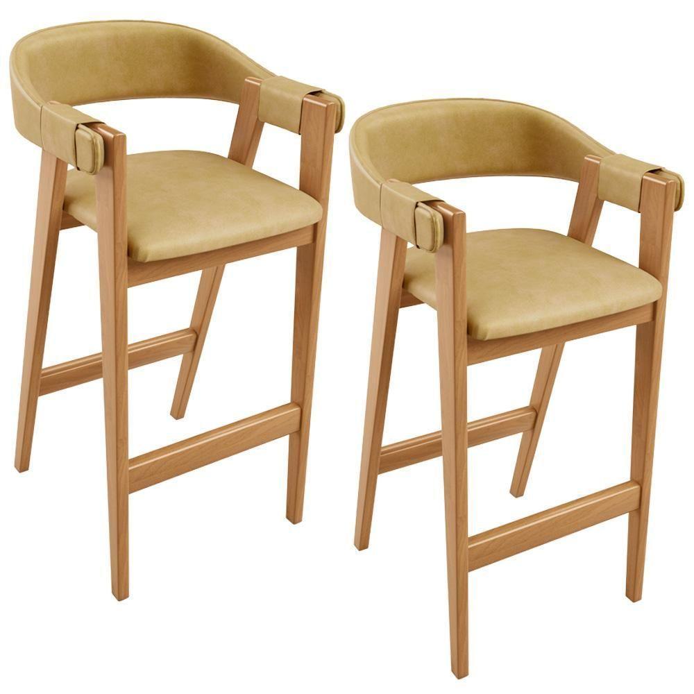 Kit 02 Banquetas Alta Bar Cozinha Sala De Jantar Bar Nadja L02 Couríssimo Fendi - Lyam Decor - 1