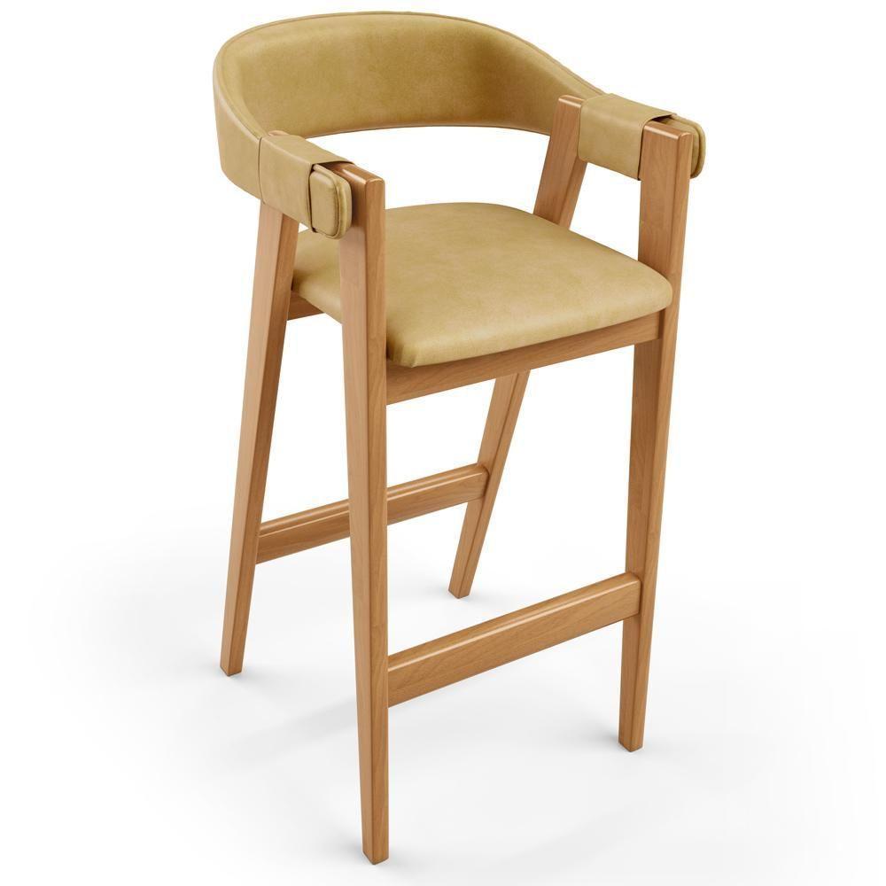 Kit 02 Banquetas Alta Bar Cozinha Sala De Jantar Bar Nadja L02 Couríssimo Fendi - Lyam Decor - 3