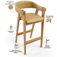 Kit 02 Banquetas Alta Bar Cozinha Sala De Jantar Bar Nadja L02 Couríssimo Fendi - Lyam Decor