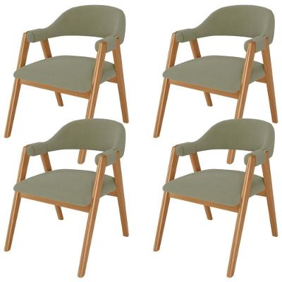 Kit 04 Cadeiras De Jantar E Estar Living Estofada Nadja L02 Bouclê Oliva - Lyam Decor