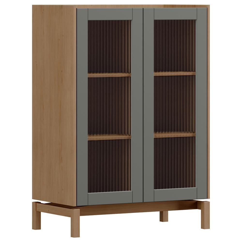 Cristaleira Para Sala De Jantar Bar 2 Portas Vidro Esdras F06 Oak Ferrolack - Lyam Decor - 1