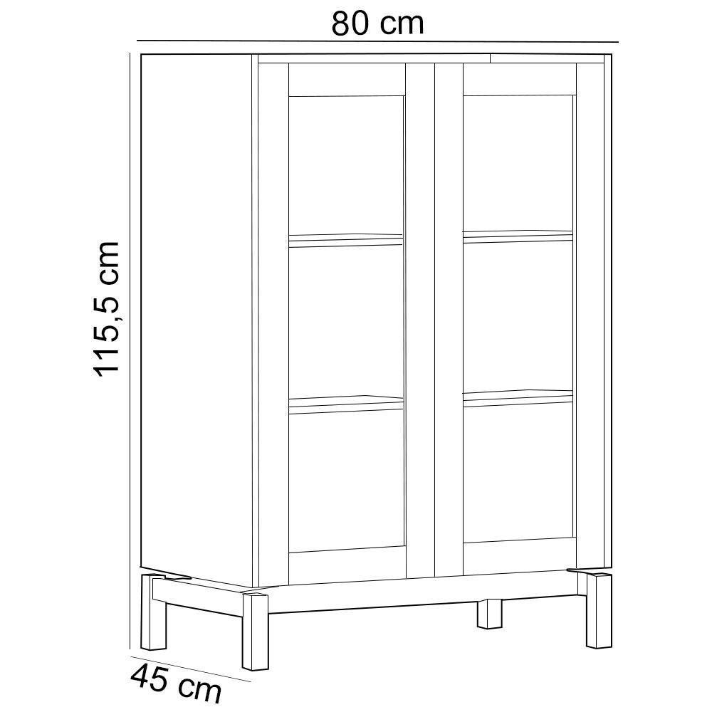 Cristaleira Para Sala De Jantar Bar 2 Portas Vidro Esdras F06 Oak Ferrolack - Lyam Decor - 5