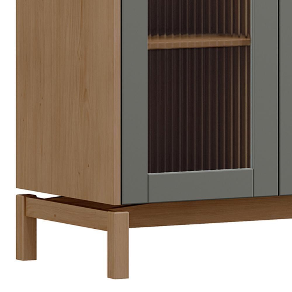 Cristaleira Para Sala De Jantar Bar 2 Portas Vidro Esdras F06 Oak Ferrolack - Lyam Decor - 6