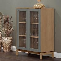 Cristaleira Para Sala De Jantar Bar 2 Portas Vidro Esdras F06 Oak Ferrolack - Lyam Decor - 2